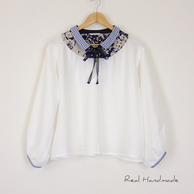 [予約販売] ヨーロッパオフリネンヨーク切替フラットカラーブラウス