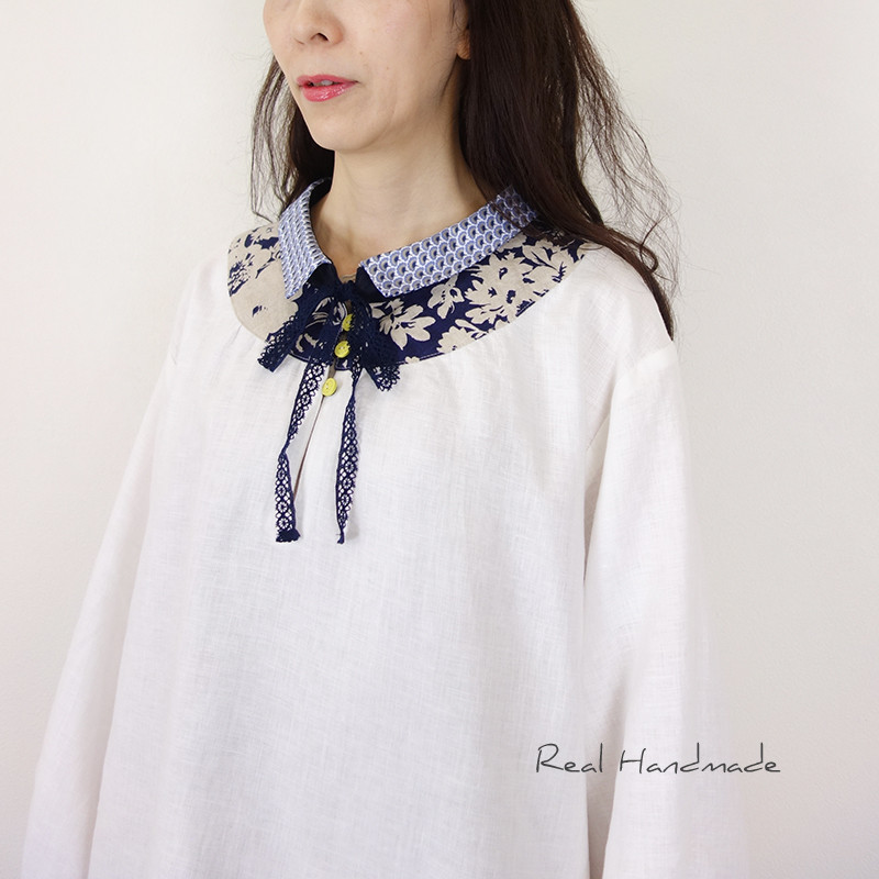 [予約販売] ヨーロッパオフリネンヨーク切替フラットカラーブラウス