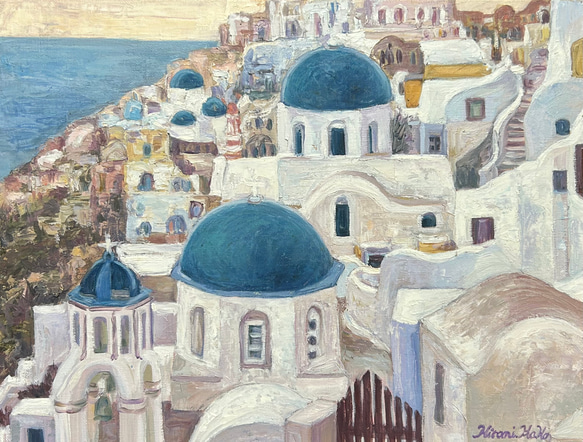 夢の時間(ギリシャ、サントリーニ島、油絵Ｆ６号、原画一点物) 6枚目の画像