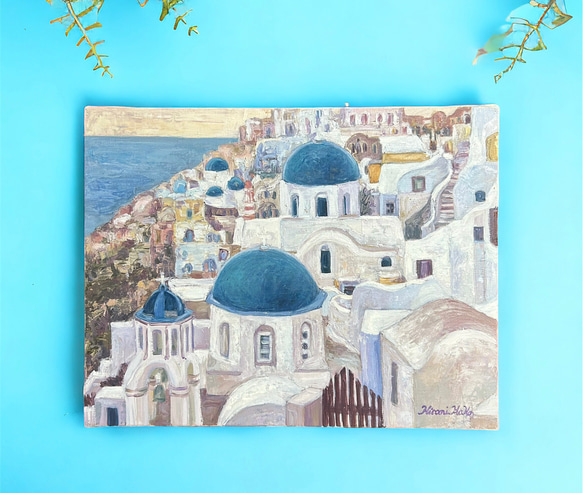 夢の時間(ギリシャ、サントリーニ島、油絵Ｆ６号、原画一点物) 1枚目の画像