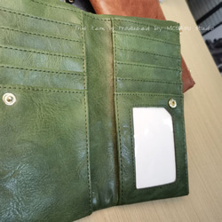 大容量長財布 がま口 レディース 高級感 がまぐち レザー 財布 コンパクト 機能性 グリーン ブラック FW22 4枚目の画像