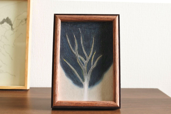 抽象画 色鉛筆画 木製フレーム付き
