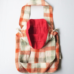 【母の日早割】イタリー製リネンの巾着バッグ 6枚目の画像