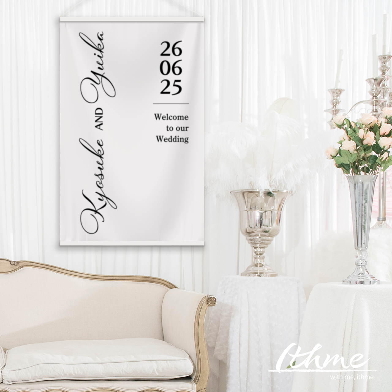 本格タペストリー「Wedding_simple」★名入れ可【結婚式 披露宴 二次会 ウェディング ウェルカムボード】