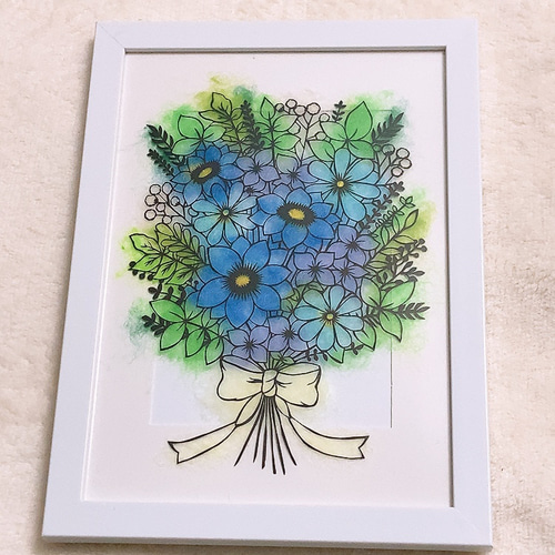 切り絵】ブーケ(青) 切り絵 ふわコロ《紗紀》 通販 17450636｜Creema