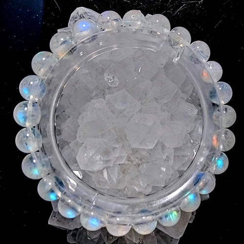 ✿美麗天然美品レインボーブルームーンストーンブレスレット  