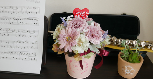 母の日ギフト、造花、かわいいちっちゃなバケツ、送料無料 6枚目の画像