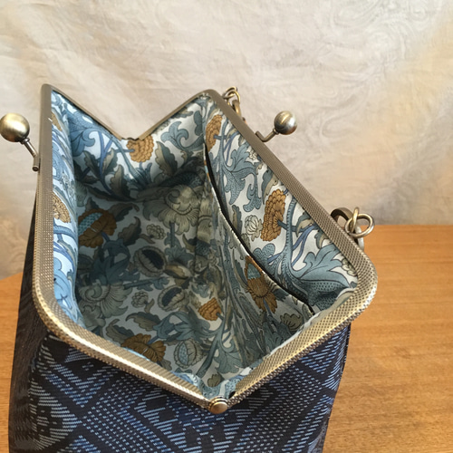 本場大島紬 がま口 バンブーバッグ 和装バッグ ウィリアムモリス  