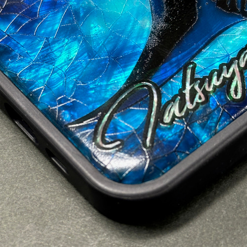 iPhone 16 15 螺鈿風 マンタ 名入れ可 天然貝シェル 全機種対応 ケース