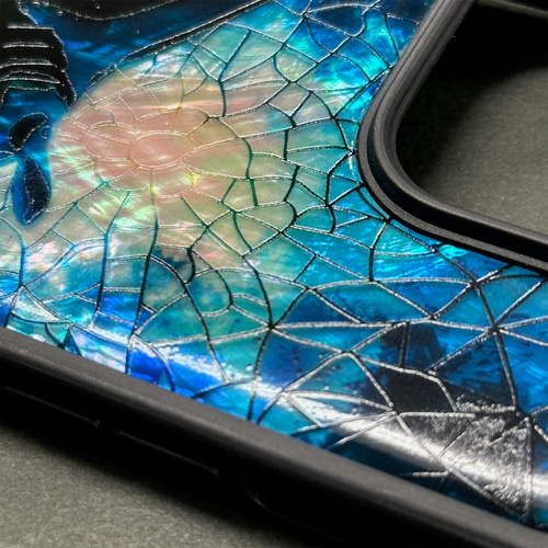 iPhone 16 15 螺鈿風 マンタ 名入れ可 天然貝シェル 全機種対応 ケース