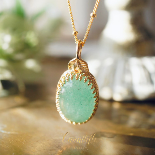 1点もの】SV925（18GP） グリーンアベンチュリンのロング・ネックレス