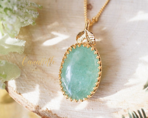 1点もの】SV925（18GP） グリーンアベンチュリンのロング・ネックレス