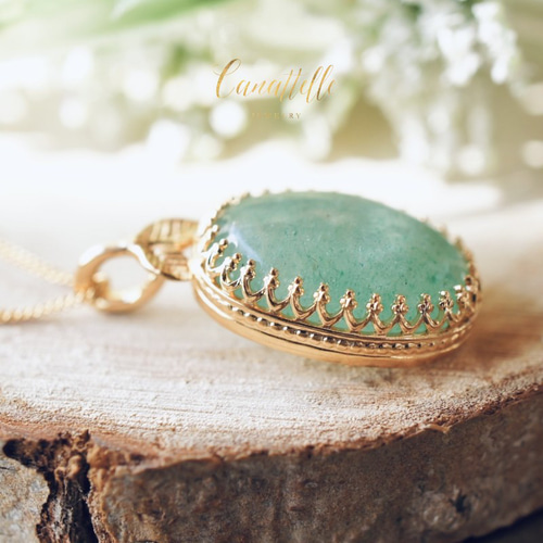 1点もの】SV925（18GP） グリーンアベンチュリンのロング・ネックレス