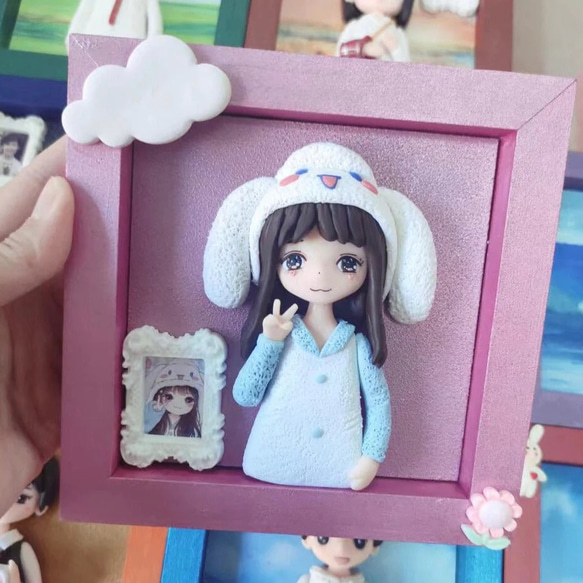 【オーダーメイド】 お写真からのフィギュアフレーム 手作り 人形フィギュアフレーム 記念品 誕生日 贈り物 プレゼント 5枚目の画像