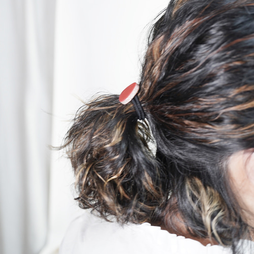 TH-85 ＊Miniサイズ 美濃焼 タイル ヘアゴム パールカラー【裏面レザー