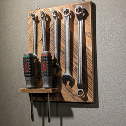 鍵かけフック　鍵置き　工具収納　壁掛け工具　インダストリアル　ヘリンボーン　サイズオーダー可能 4枚目の画像