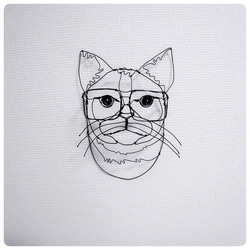 ワイヤーアート　メガネの猫ちゃん 5枚目の画像