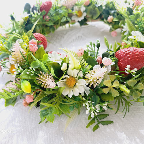 273.ガーベラ・いちご　春リース　フラワーリース 592a4a95e95ed66aeb014c1b69dc46