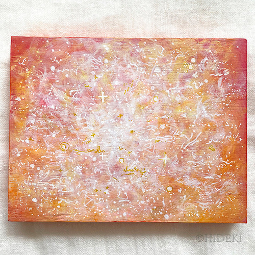 アクリル画作品「 温かい心」、アクリル絵の具の抽象画 絵画 HIDEKI