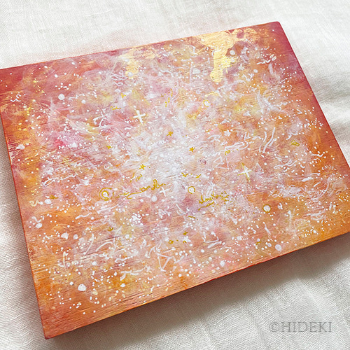 アクリル画作品「 温かい心」、アクリル絵の具の抽象画 絵画