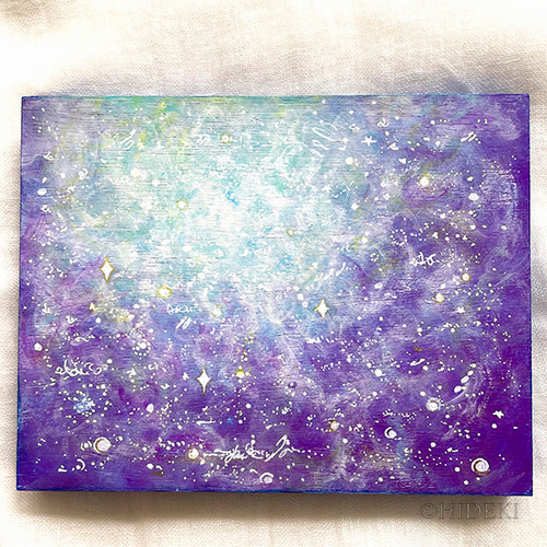 アクリル画作品「 水の癒し」、アクリル絵の具の抽象画 絵画 HIDEKI 