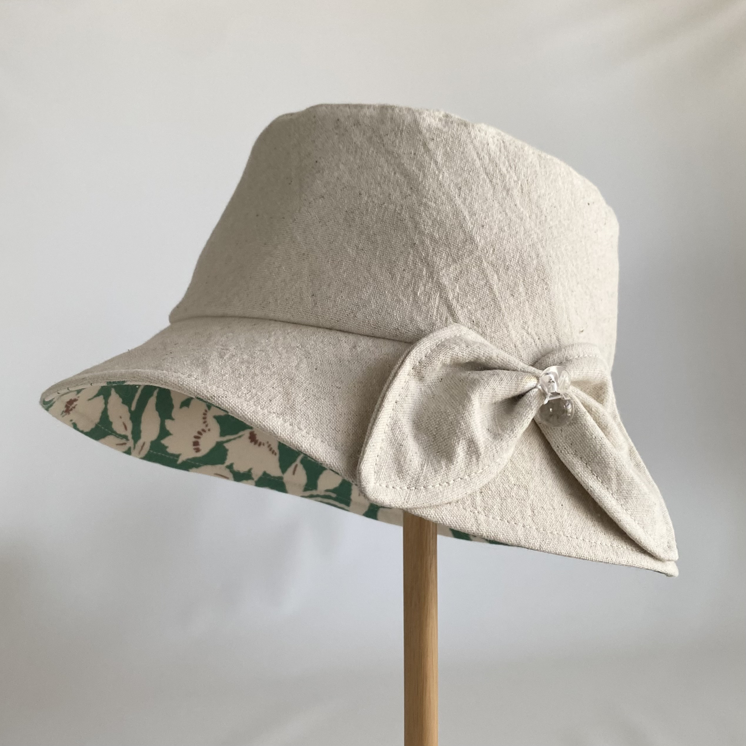 ボタニカル柄のバケットハット＊レディース帽子《サイズ受注制作》SS/S/M/L/LL