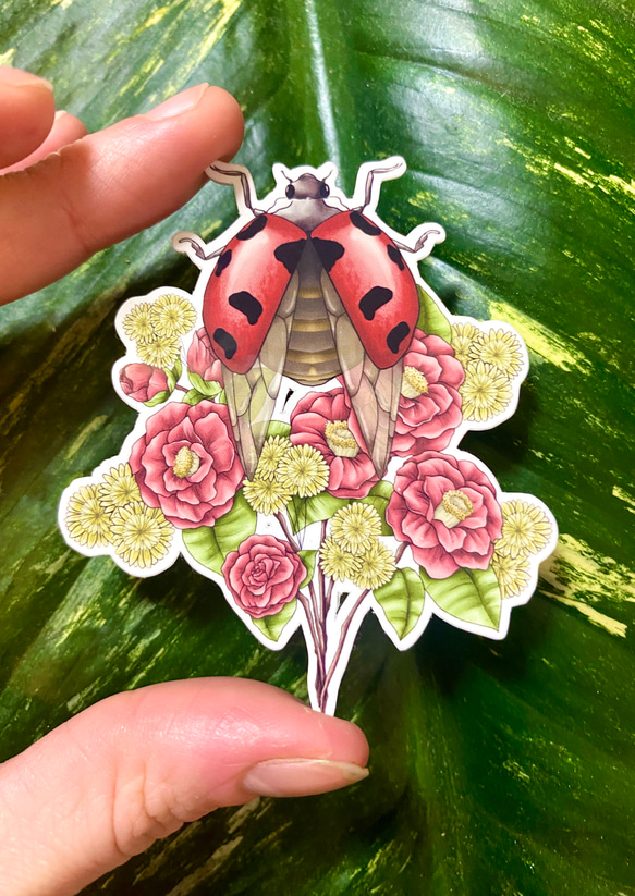 Insect Flower Bouquet Sticker Set (５ piece) - 花と虫のブーケシールセット( 3枚目の画像