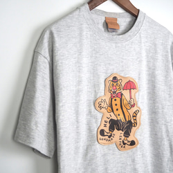 アートなレザーパッチ「タイガーピエロ」の 半袖 Tシャツ（5色）コットン ワッペン 1枚目の画像