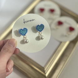 little heart 小さな♡刺繍ピアスorイヤリング 6枚目の画像