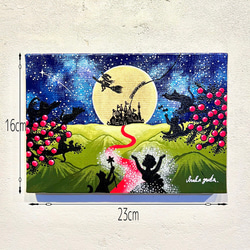 アクリル原画 額縁付き 作品名「あなたの願いが叶う日」 ファンタジーな絵　星空の絵　月の絵　猫の絵 9枚目の画像