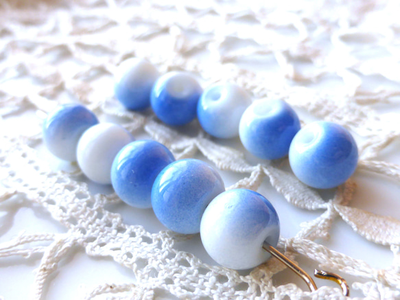 ぽわん　青い空　チェコビーズCzech Glass Beads10個 2枚目の画像