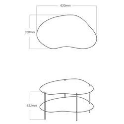 サイドテーブル コーヒーテーブル ビーンズ型 クリア 2段ラック テーブル おしゃれ モダン 高級感 ch-1426 15枚目の画像