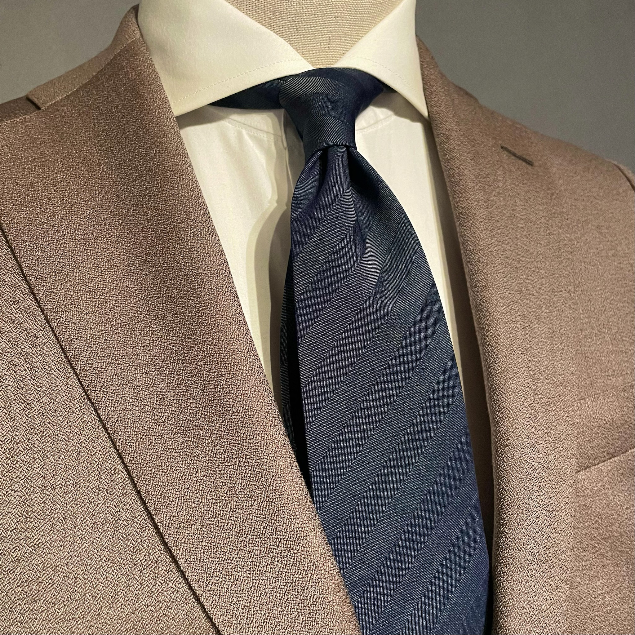 【受注製作】ブルー　グレー　ストライプ　ネクタイ　父の日　プレゼント　ギフト　誕生日【別途】名入れ　イニシャル　刺繍