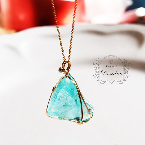 アンダラクリスタル ペンダントトップ アンダラクリスタル ロビンスエッグブルーのペンダントトップ14kgf