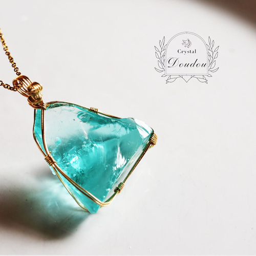 アンダラクリスタル ロビンスエッグブルーのペンダントトップ14kgf