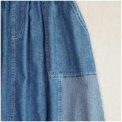 大人のリラックススカート 頑張らずともこなれて見える デニム ロング丈 レイヤード風 異素材 レディース ロング丈 ネイ 7枚目の画像