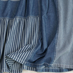大人のリラックススカート 頑張らずともこなれて見える デニム ロング丈 レイヤード風 異素材 レディース ロング丈 ネイ 17枚目の画像