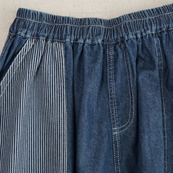 大人のリラックススカート 頑張らずともこなれて見える デニム ロング丈 レイヤード風 異素材 レディース ロング丈 ネイ 18枚目の画像