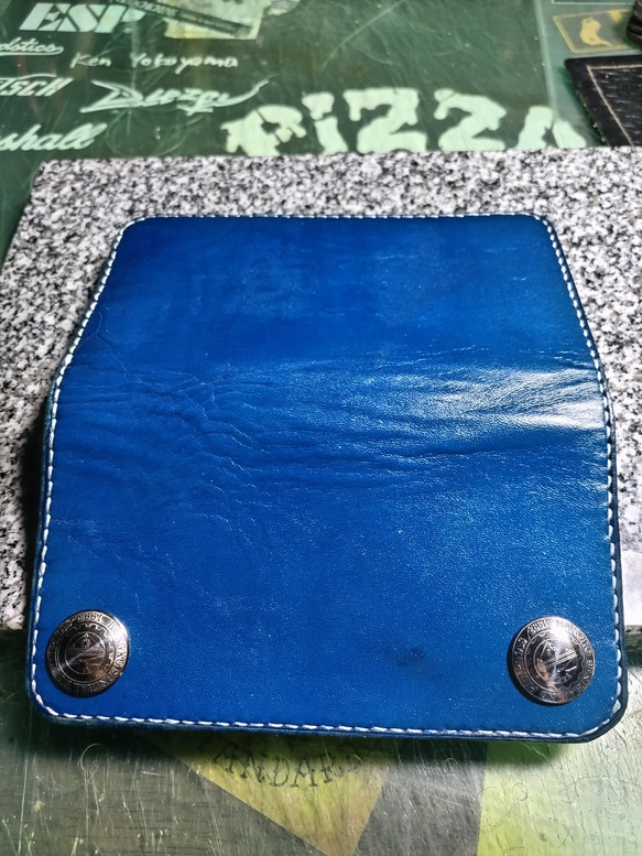 青 丘染め トラッカーウォレット