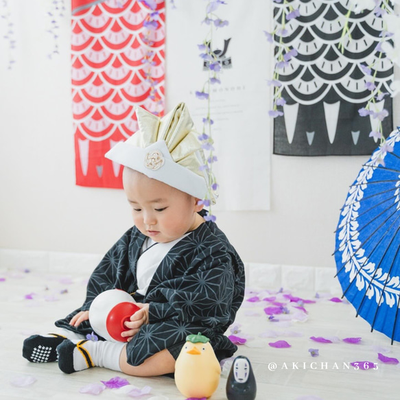 かぶれる兜（ビックサイズ）正月 こどもの日 初節句 七五三 布兜100日祝い 1歳 誕生日 新生児 ニューボーンフォト 3枚目の画像