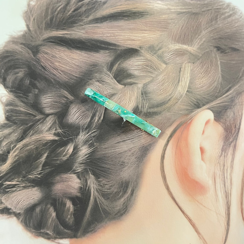 選べる！ヘアクリップ】 翡翠 0.6×6cm ヘアクリップ・バナナクリップ