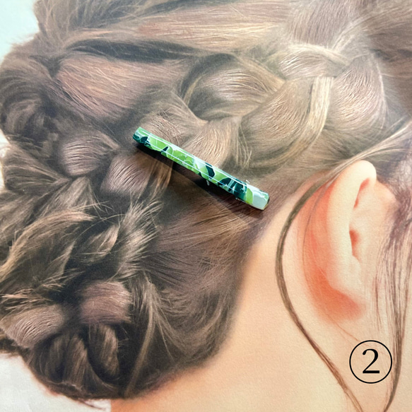 【選べる！ヘアクリップ】　抹茶オレ　 0.6×6cm 5枚目の画像