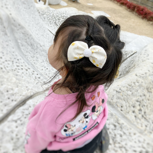 【No.14】ベビーヘアクリップ・ヘアゴム ・キッズヘアクリップ・キッズヘアゴム 2wayキッズヘアアクセ キラまるリボン ピンク 1個 ベビーヘアクリップ