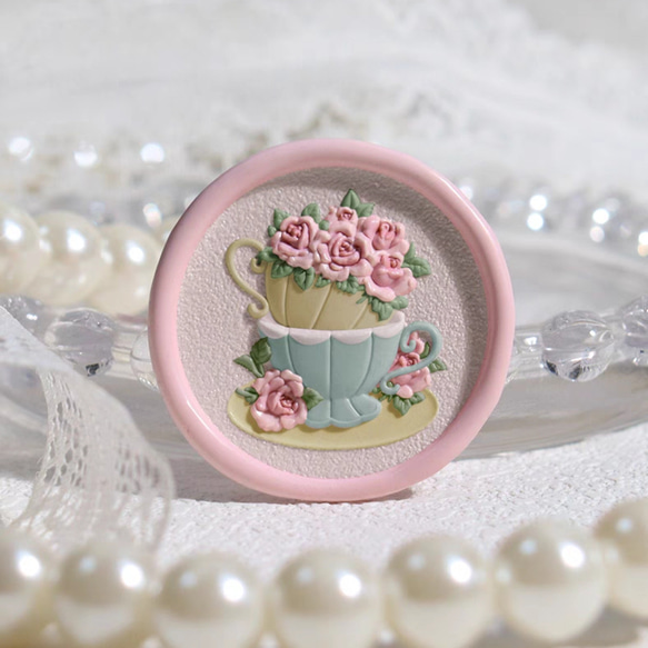 完全受注】再販⭐︎30mm 薔薇のティーカップ シーリングスタンプ