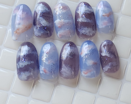 パープル ニュアンス ネイルチップ パープルニュアンスネイル ネイルチップ（つけ爪） R＊ 通販
