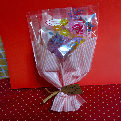 スイーツの花束♪花柄OPP袋にお花のクッキー5種類詰め合わせ