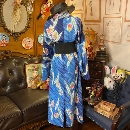 浴衣 ハンドメイド リメイク ワンピース ドレス 帯サッシュ 浴衣 ハンドメイド リメイク ワンピース ドレス 帯サッシュ