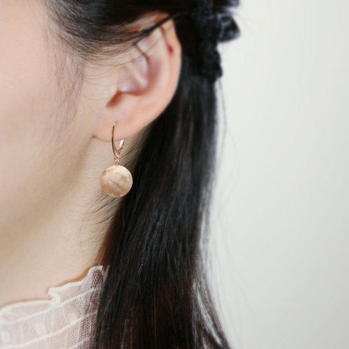 桜・フローラ】天然石チェリーブロッサムアゲート・S925/18KPGPピアス