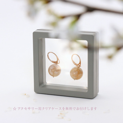 桜・フローラ】天然石チェリーブロッサムアゲート・S925/18KPGPピアス
