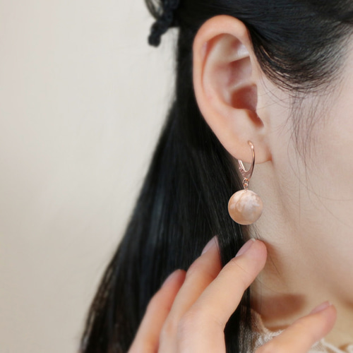 Ruby様 天然石♡超大粒♡極上チェリーブロッサムアゲートのピアス14kgf 桜・フローラ】天然石チェリーブロッサムアゲート・S925/18KPGPピアス